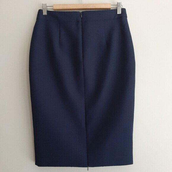 SANDRA ANGELOZZI Pencil Skirt Back Zipper Slit Navy Blue Sz S / Eur 36 - Picture 6 of 13